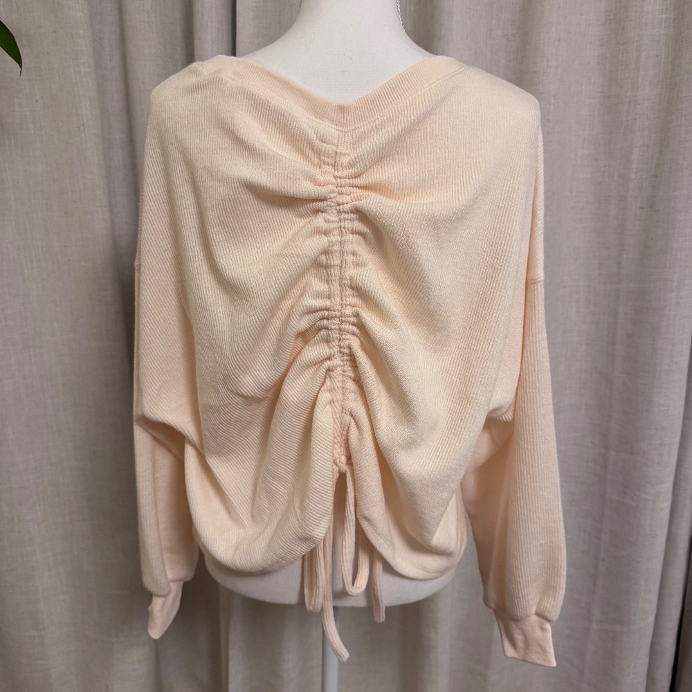 Ruched-back Vanilla-Cream Sweater
